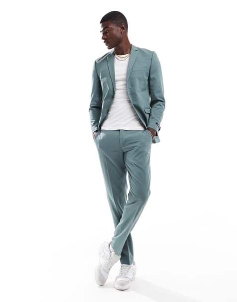 Jack & Jones slim fit suit pants in sage green - view 1