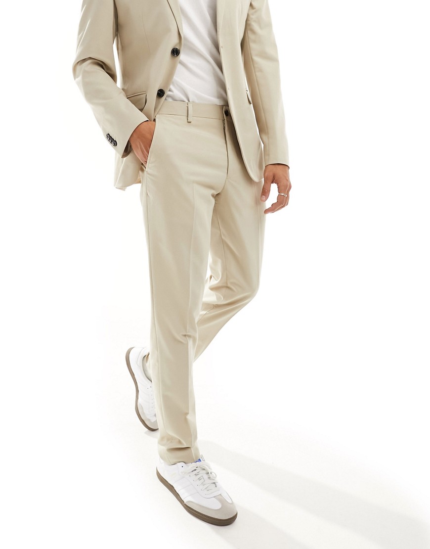 Jack & Jones slim fit suit trousers in beige-Neutral