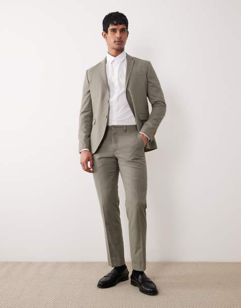 Jack & Jones slim fit suit trousers in sage green