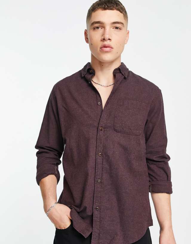 Jack & Jones slim fit twill shirt in burgundy