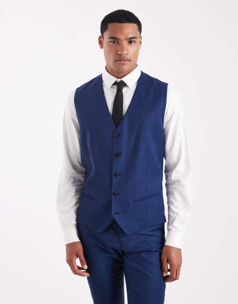 Jack & Jones slim fit wool blend vest in blue - view 1