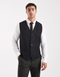 [Jack & Jones] Jack & Jones slim fit wool blend waistcoat in black 50 Black