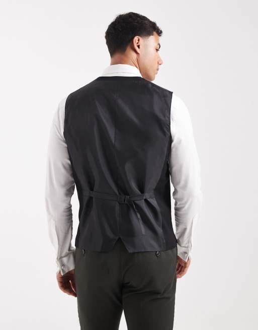 Jack & Jones slim fit wool blend waistcoat in black, 3 of 5