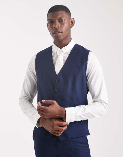 Jack & Jones slim fit wool blend waistcoat in navy - view 1