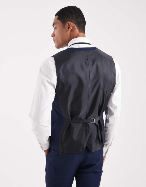 Jack & Jones slim fit wool blend waistcoat in navy, 3 of 5