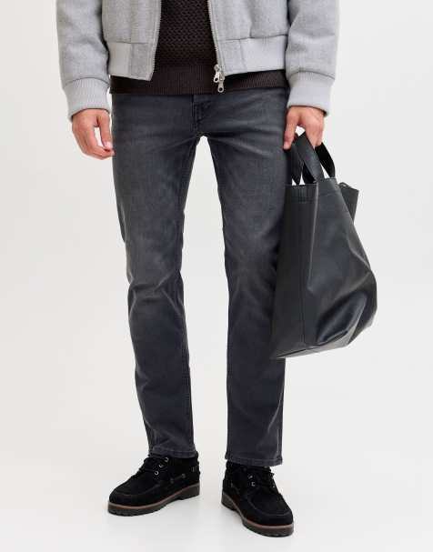 Jack & Jones Slim straight-fit jeans in black denim - view 1