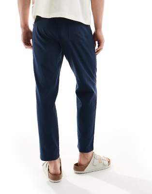 JACK & JONES SLIM TAPERED DRAWSTRING LINEN PANTS 