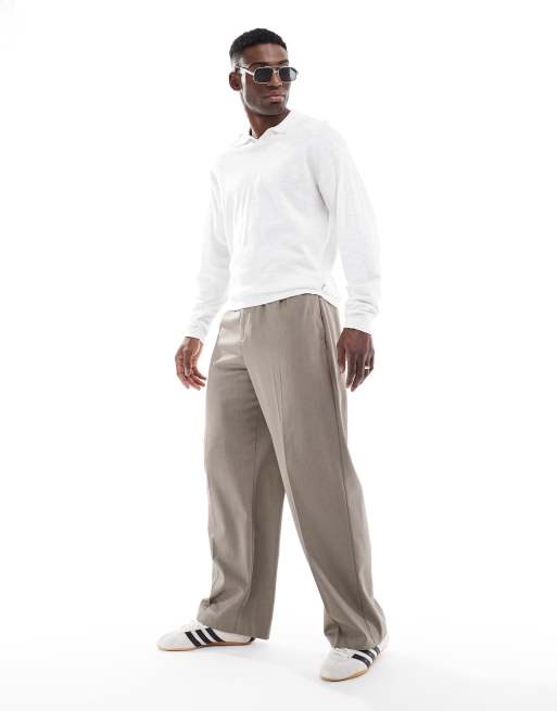 Jack & Jones slub long sleeved knitted polo in white