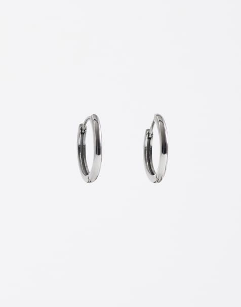 Jack & Jones - Sølvfarvede hoop-øreringe i huggie-stil - view 1