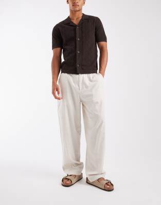 Jack & Jones Smart Linen Mix Pants In Neutral