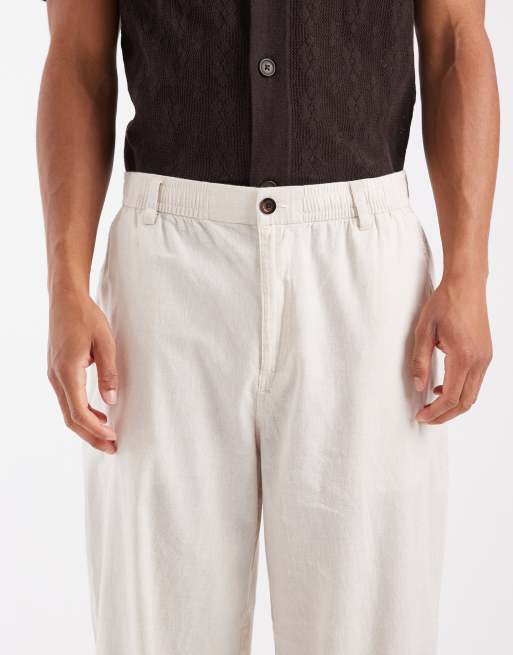 Jack & Jones smart linen mix pants in beige, 4 of 5