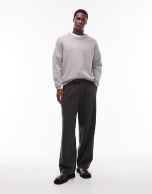 Jack & Jones Jack & Jones smart trousers with front pleat in dark grey