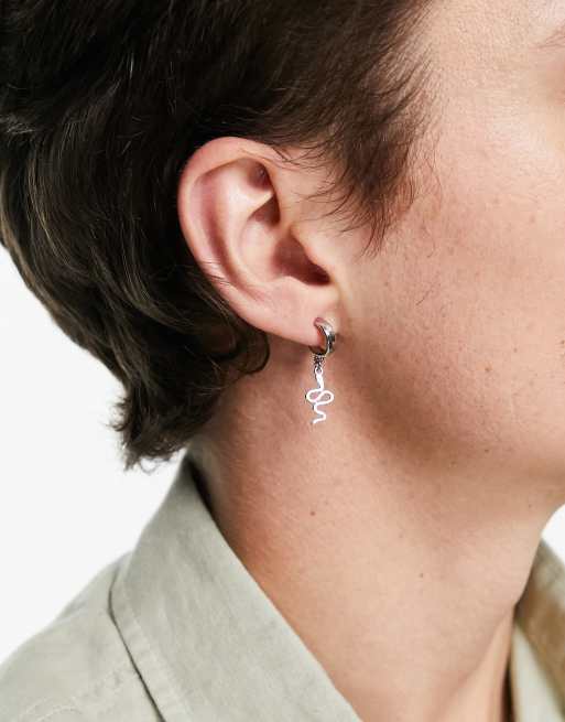 Jack & Jones snake hoop in faux silver