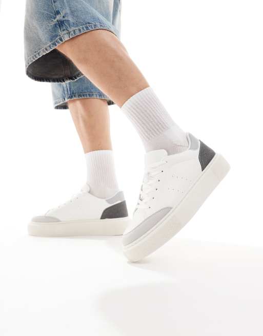 Jack & Jones – Sneaker aus Wildledermix in Weiß mit Grau, 3 von 5