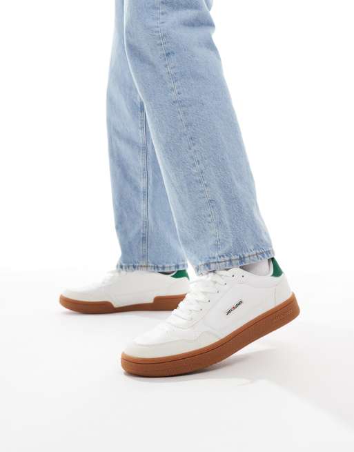 Jack & Jones - Sneakers bianche con dettagli verdi e suola in gomma
