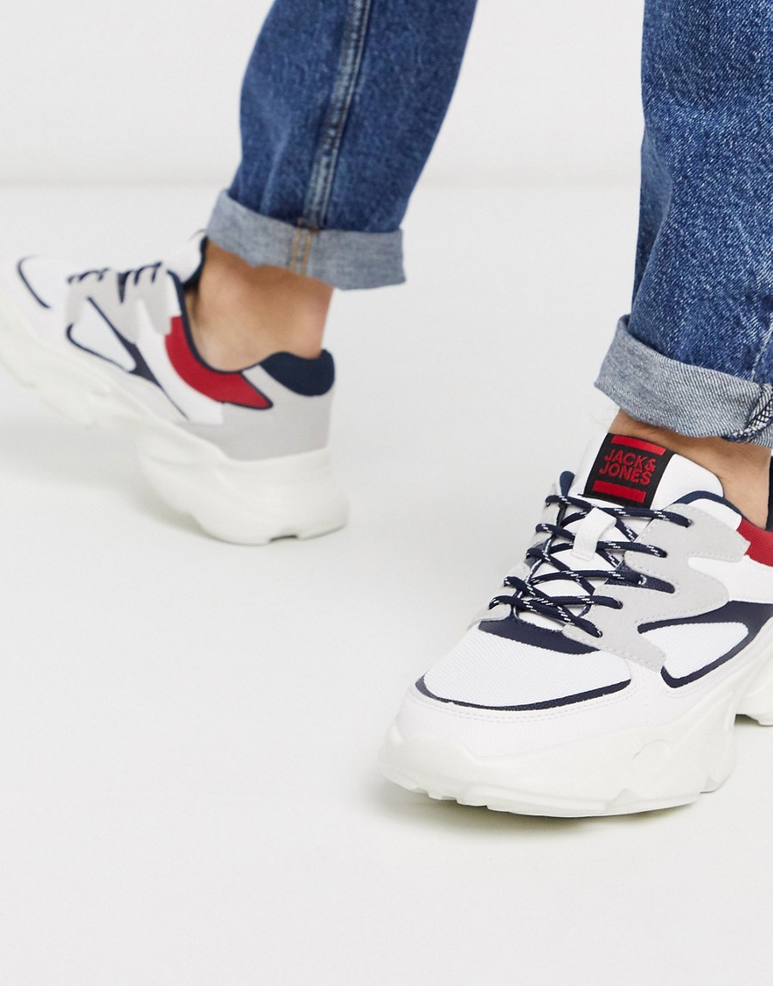 Jack & Jones - Sneakers con suola spessa e pannelli a contrasto-Bianco