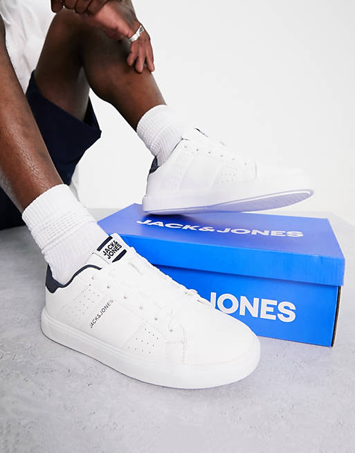 ancestor finished persuade Jack & Jones sneakers in white and navy | ASOS