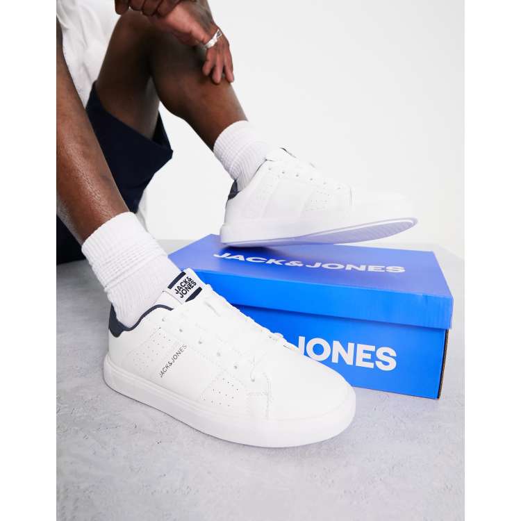 jack and jones colourblocked white sneakers