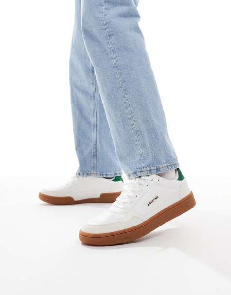 Jack & Jones - Sneakers met rubberen zool in wit met groen detail - view 1