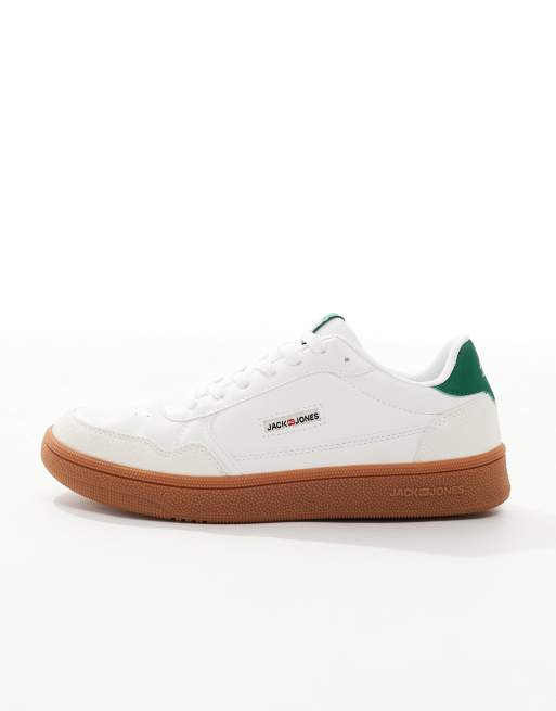 Jack & Jones - Sneakers met rubberen zool in wit met groen detail, 2 van 5