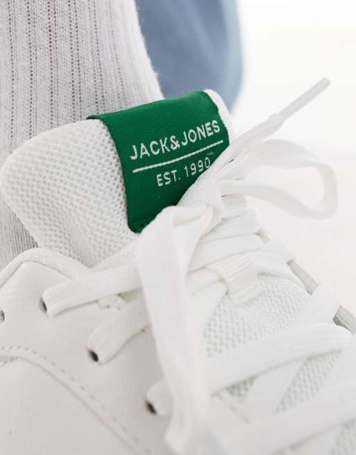 Jack & Jones - Sneakers met rubberen zool in wit met groen detail, 5 van 5