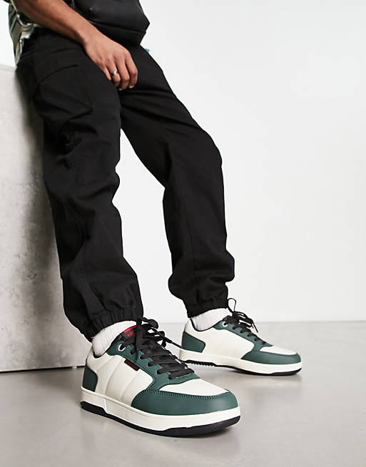 Jack & Jones sneakers with chunky sole in ecru and green | ASOS