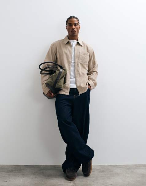 Jack & Jones sobrecamisa de pana con cremallera en beige - view 1