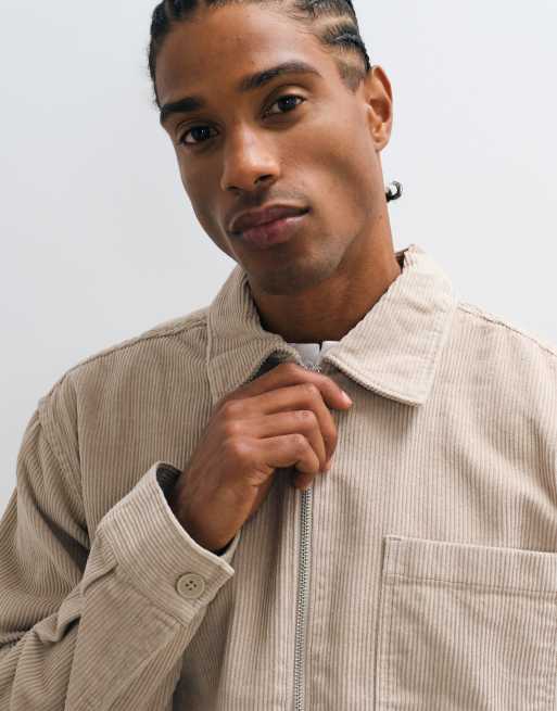 Jack & Jones sobrecamisa de pana con cremallera en beige, 5 de 5