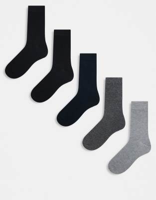 Socken in verschiedenen Farben im 5er-Pack-Grau Grau One Size