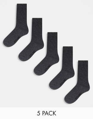 Jack & Jones Jack & Jones socks 5 pack in dark grey melange