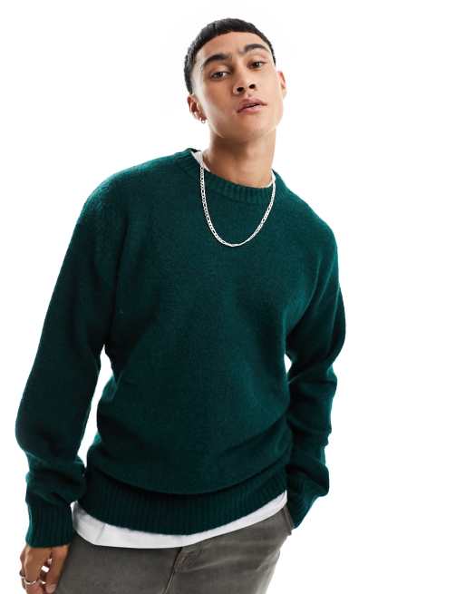 Green crew neck hot sale sweater mens