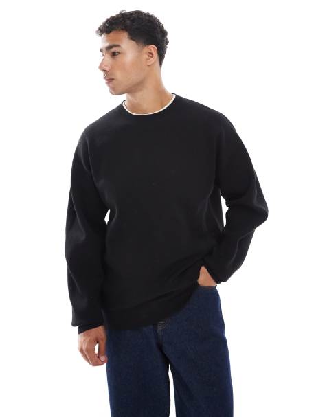 Jack & Jones - Sort blød striktrøje med rund hals - view 1