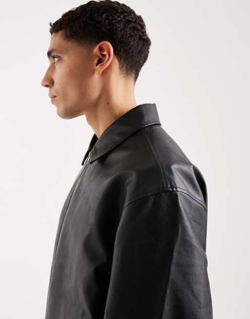 Jack & Jones - Sort bomber-jakke i imiteret læder, 4 af 5