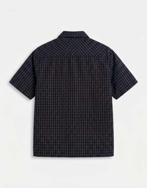 Jack & Jones - Sort cropped skjorte i hørblanding med tern og korte ærmer, 7 af 7