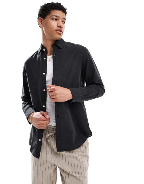 Jack & Jones - Sort hørskjorte - view 1