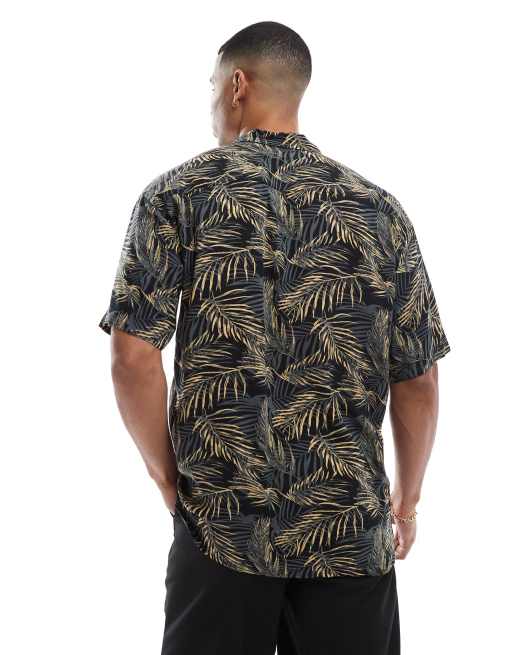 Jack & Jones - Sort kortærmet skjorte med reverskrave og tropisk print, 4 af 4
