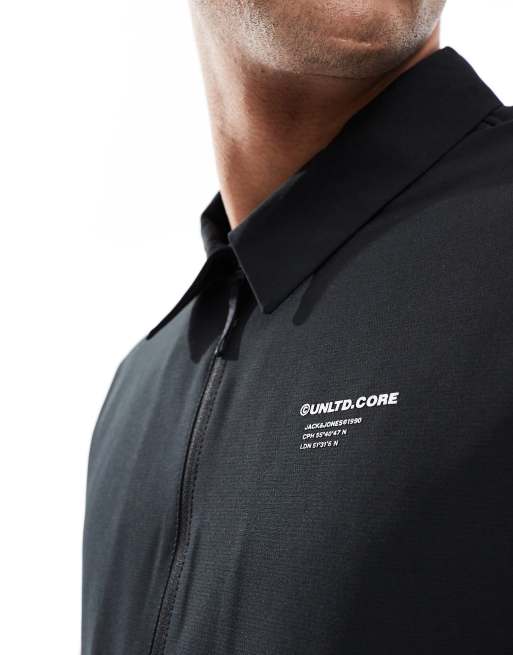 Jack & Jones - Sort let jakke med krave i tech-stof , 2 af 4