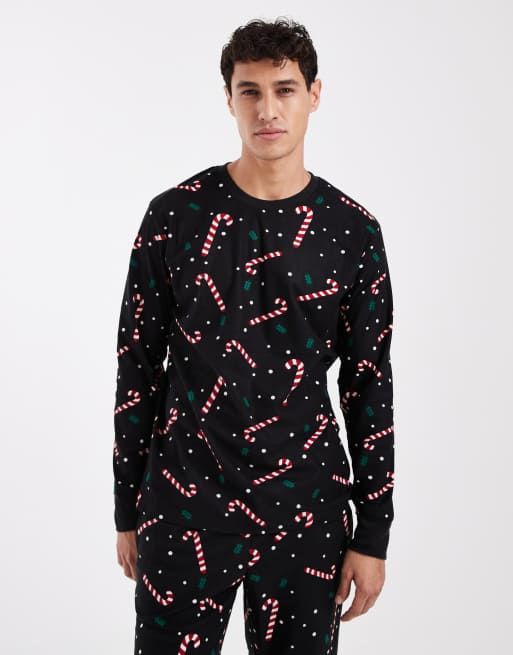 Jack & Jones - Sort lounge-sæt med slikstok-print, 2 af 5