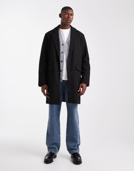 Jack & Jones - Sort overfrakke i uldlook, 2 af 5