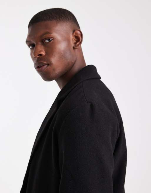 Jack & Jones - Sort overfrakke i uldlook, 4 af 5