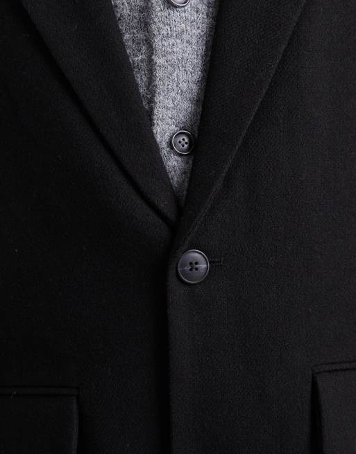 Jack & Jones - Sort overfrakke i uldlook, 5 af 5