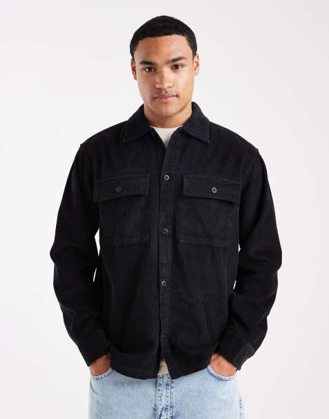 Jack & Jones - Sort oversized overskjorte i fløjl - view 1