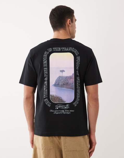 Jack & Jones - Sort oversized T-shirt med landskabsprint på ryggen - view 1