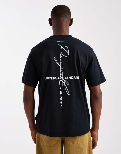 Jack & Jones - Sort oversized T-shirt med 'Project Core'-print på ryggen