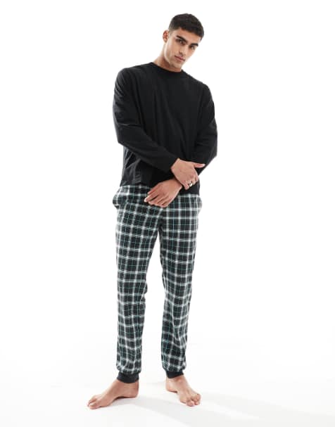 Jack & Jones - Sort pyjamassæt med ternet print - view 1