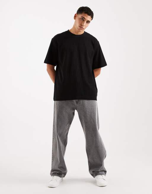 Jack & Jones - Sort ribstrikket oversized T-shirt, 2 af 5