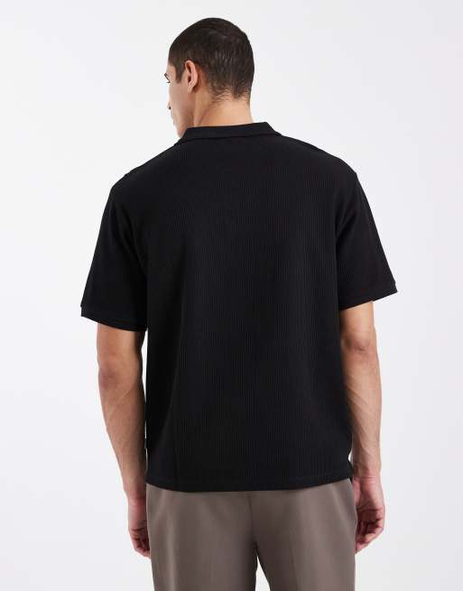 Jack & Jones - Sort ribstrikket poloskjorte, 3 af 5