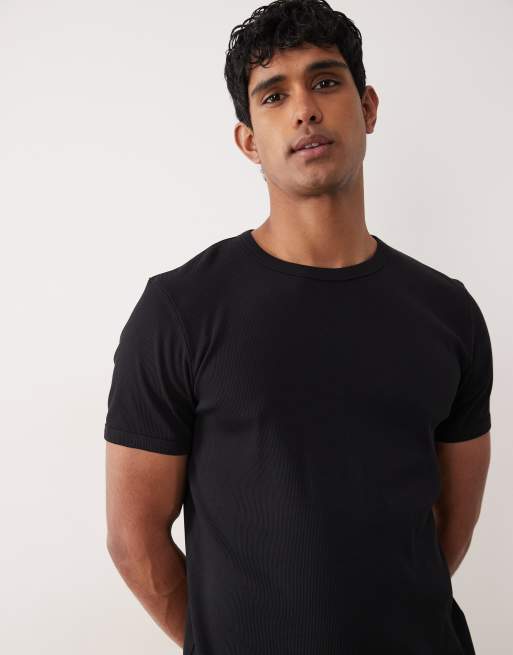 Jack & Jones - Sort ribstrikket regular fit-T-shirt, 3 af 5