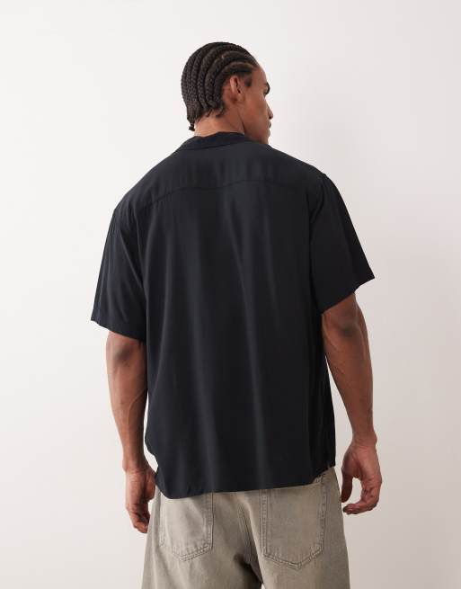 Jack & Jones - Sort skjorte med korte ærmer i viskose, 3 af 5