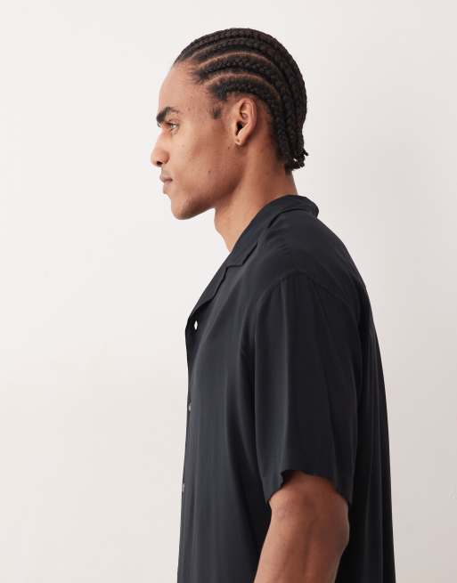 Jack & Jones - Sort skjorte med korte ærmer i viskose, 4 af 5